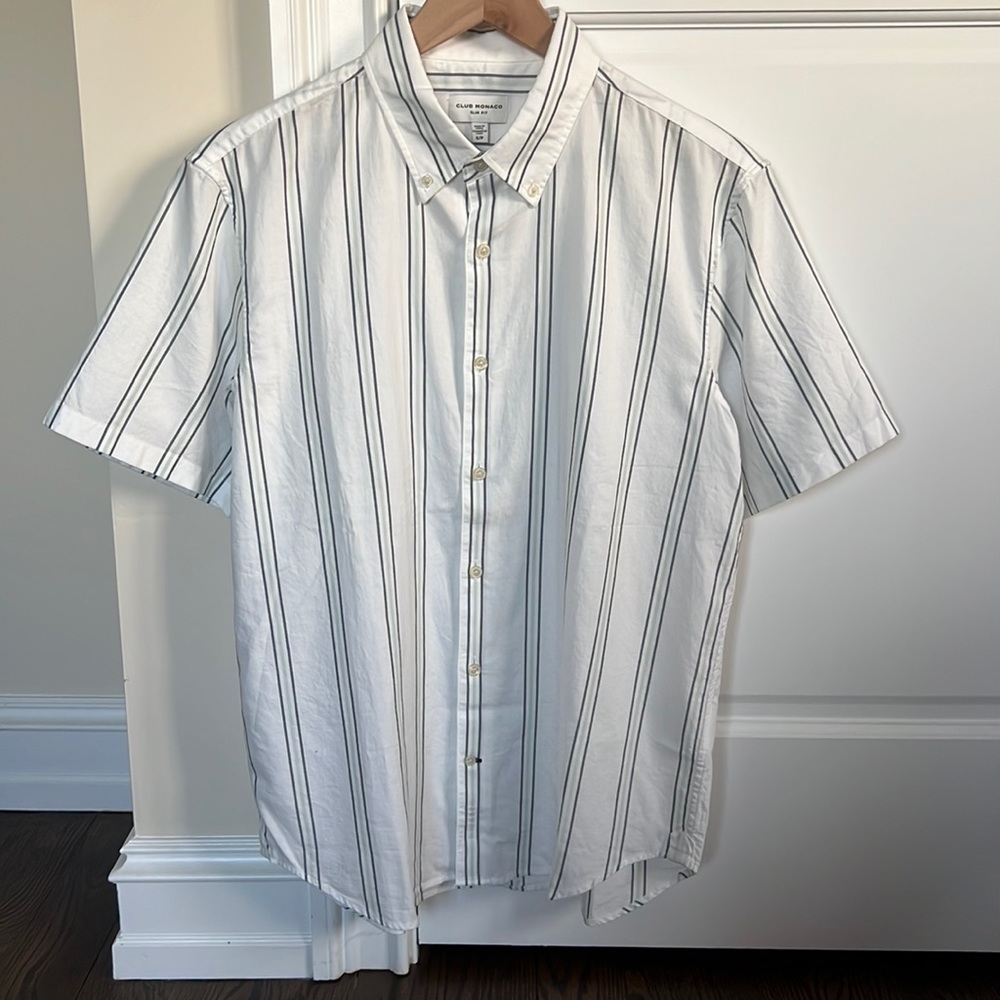 Club Monaco Striped Short Sleeve Shirt